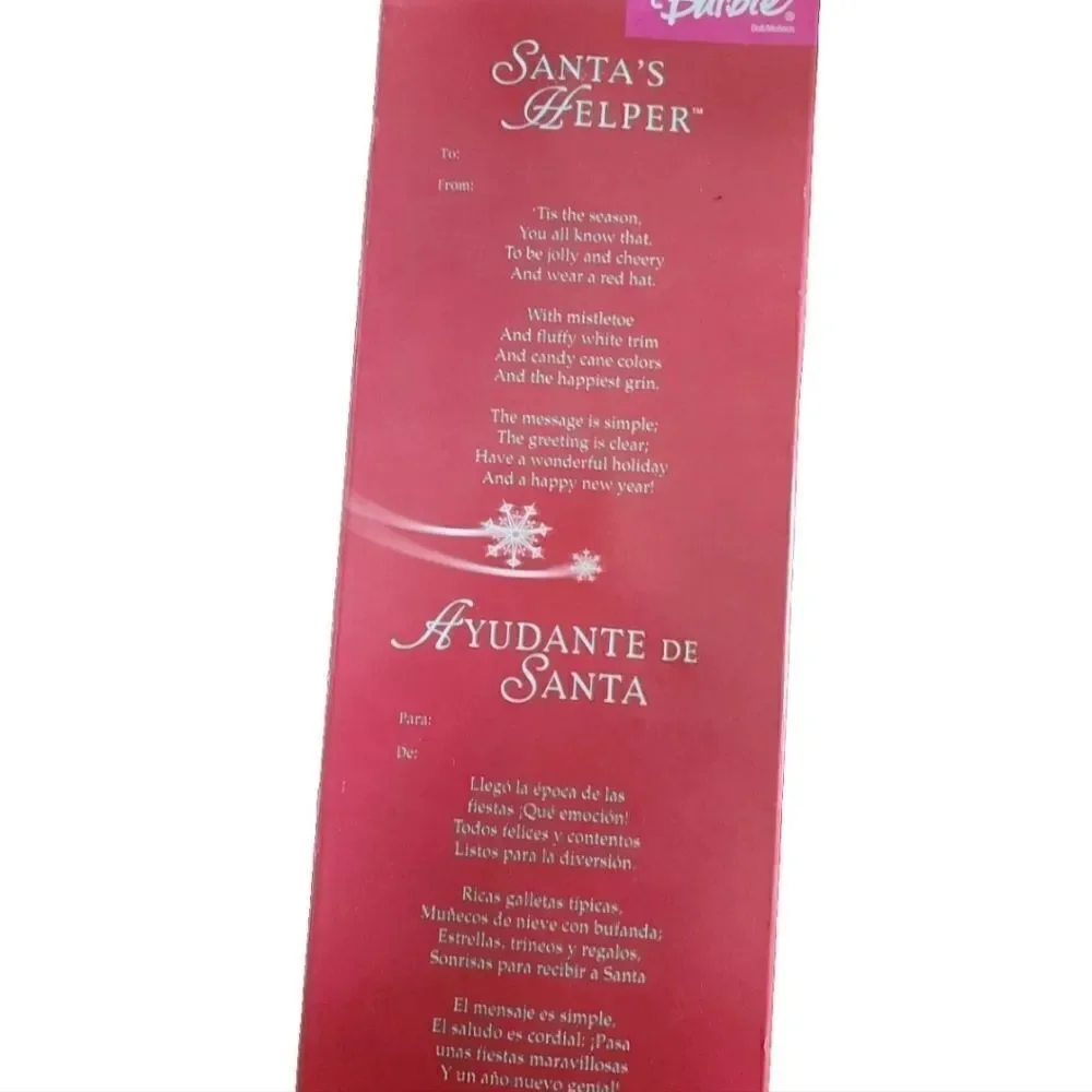 Santa's Helper Barbie Holiday Doll 2004 Ayudante De Santa NIB